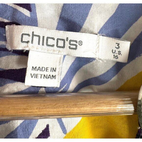 Chicos Womens Button-Down Blouse US16 Tropical Print beach - Picture 2 of 7